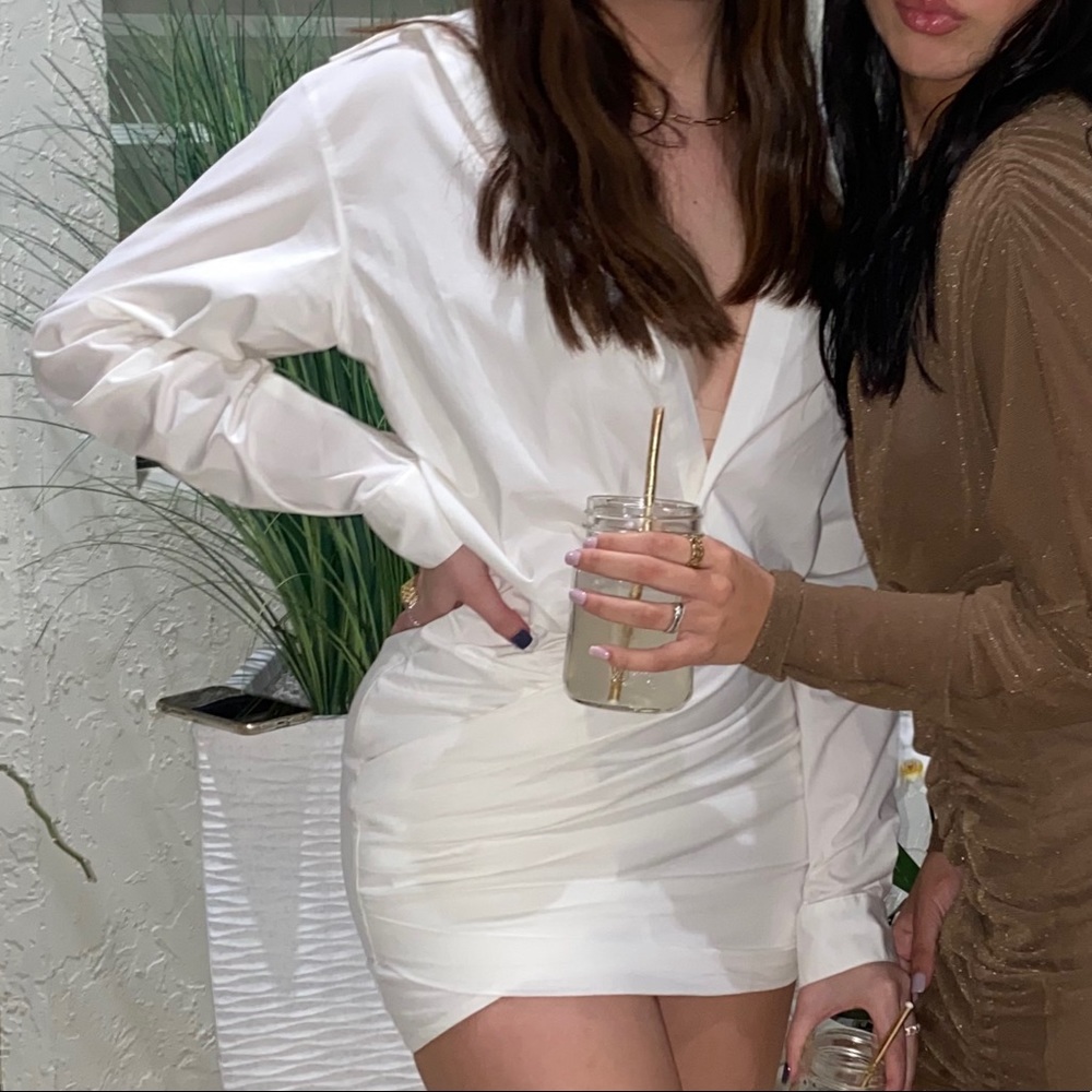 White collared shirt dress